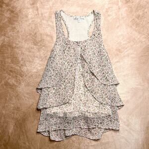 Marisa Christina Vintage Floral Layered Ruffled Tank Top Women's M Flowy Fairy